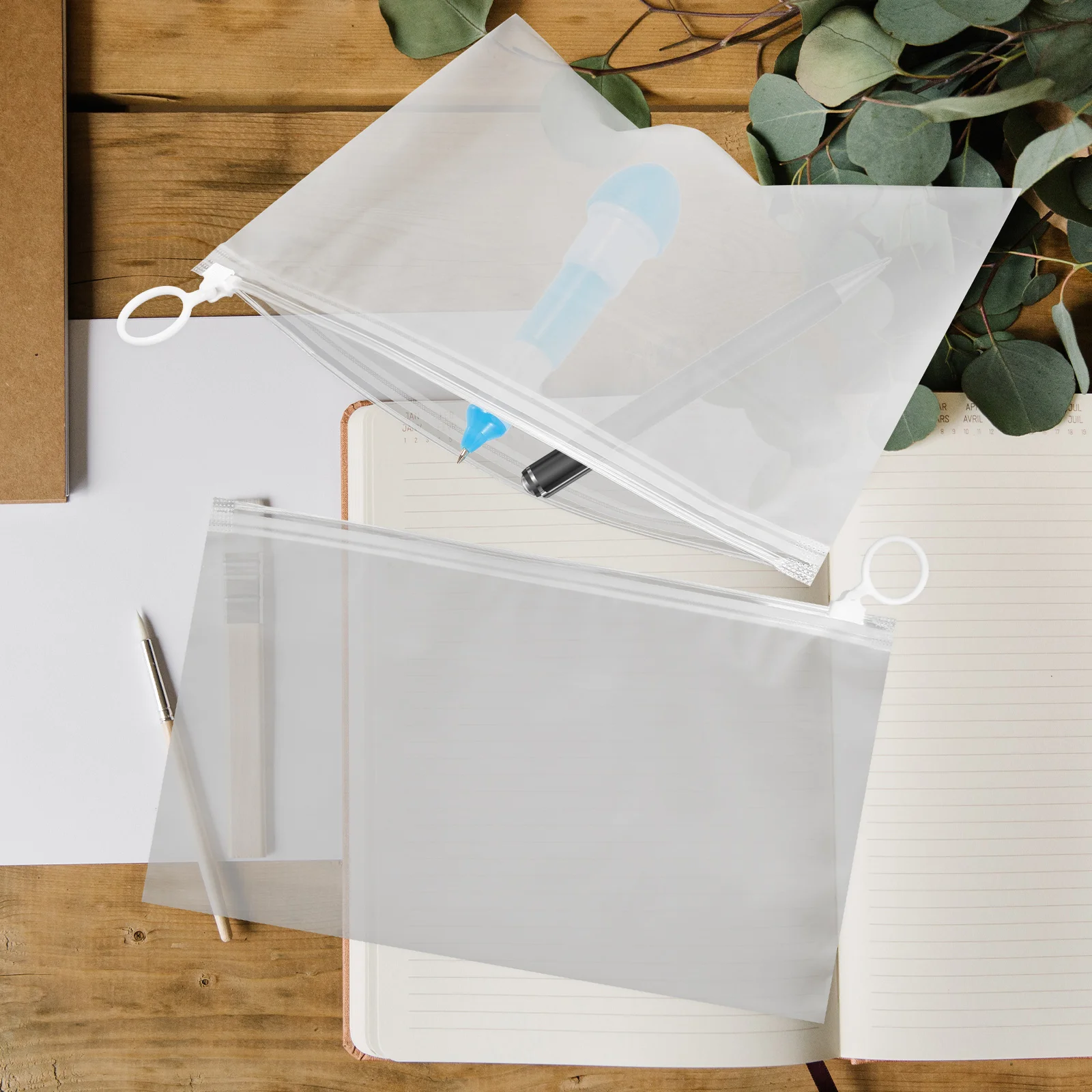 

20 Pcs Storage Bags Clear White Large Capacity Waterproof Dustproof Sealed Zipper Travel Organizers For Stationery Pen