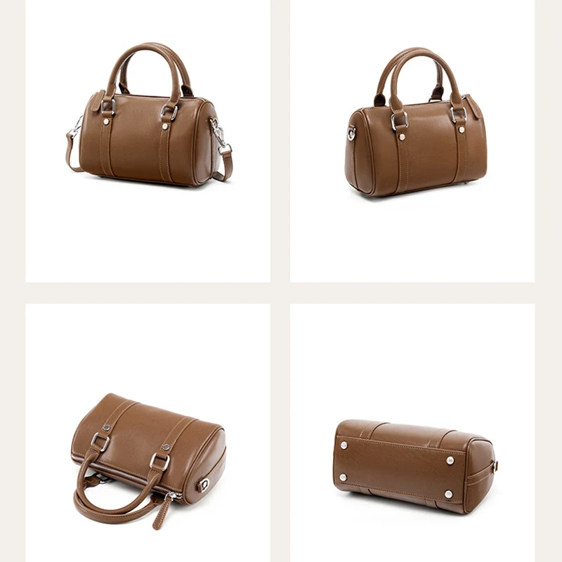 حقيبة بوسطن النسائية 2025 حقيبة يد جديدة من الجلد المحبب بسحاب كتف محمولة للتنقل حزمة صغيرة أنيقة مميزة #4