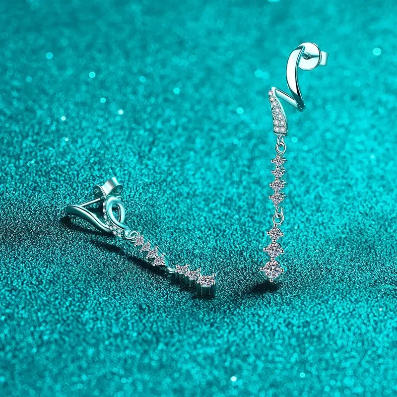 Irresistible Charm 0.63ct Full Moissanite Diamond Drop Earrings PT950 Platinum Tassel Ear Line Fine Jewelry Women Birthday Gift