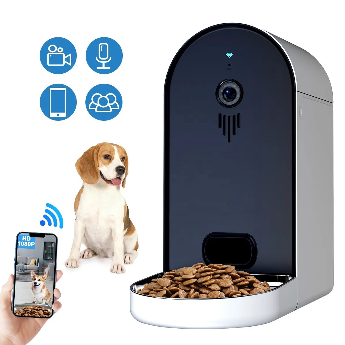 Dogness smart wifi app voice 6l stainless steel food dispenser bowl animal dog pet feeder with HD camera