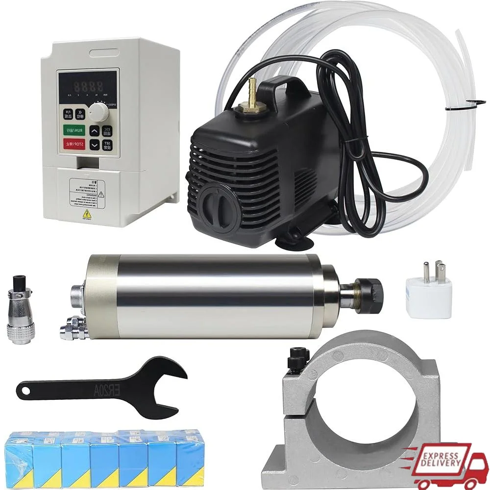 2.2KW Water Cooled CNC Spindle Motor Kit ER20 24000RPM VFD Inverter 220V 80MM Precision Cutting Tool