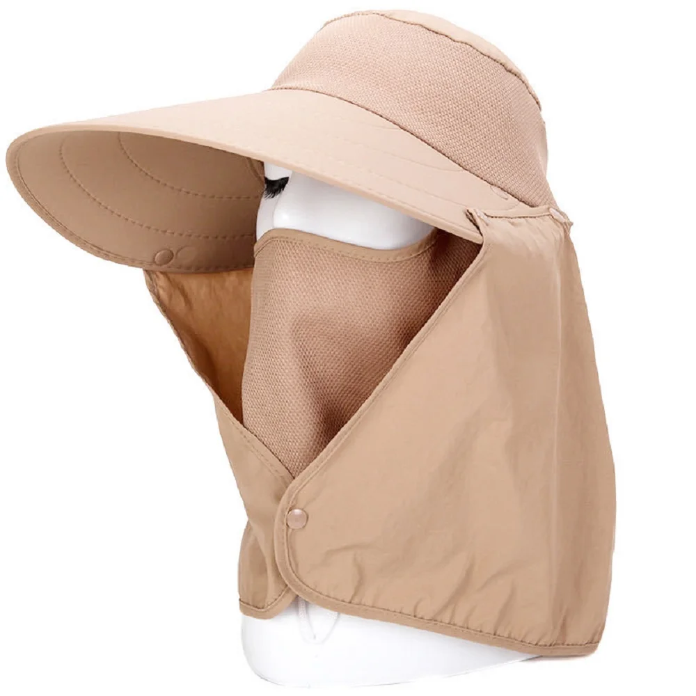 Summer Sun Hat Removable Neck Face Flap Farmer Uv Protection Cap Sunshade Duck Tongue Jungle Hat For Outdoor Fishing