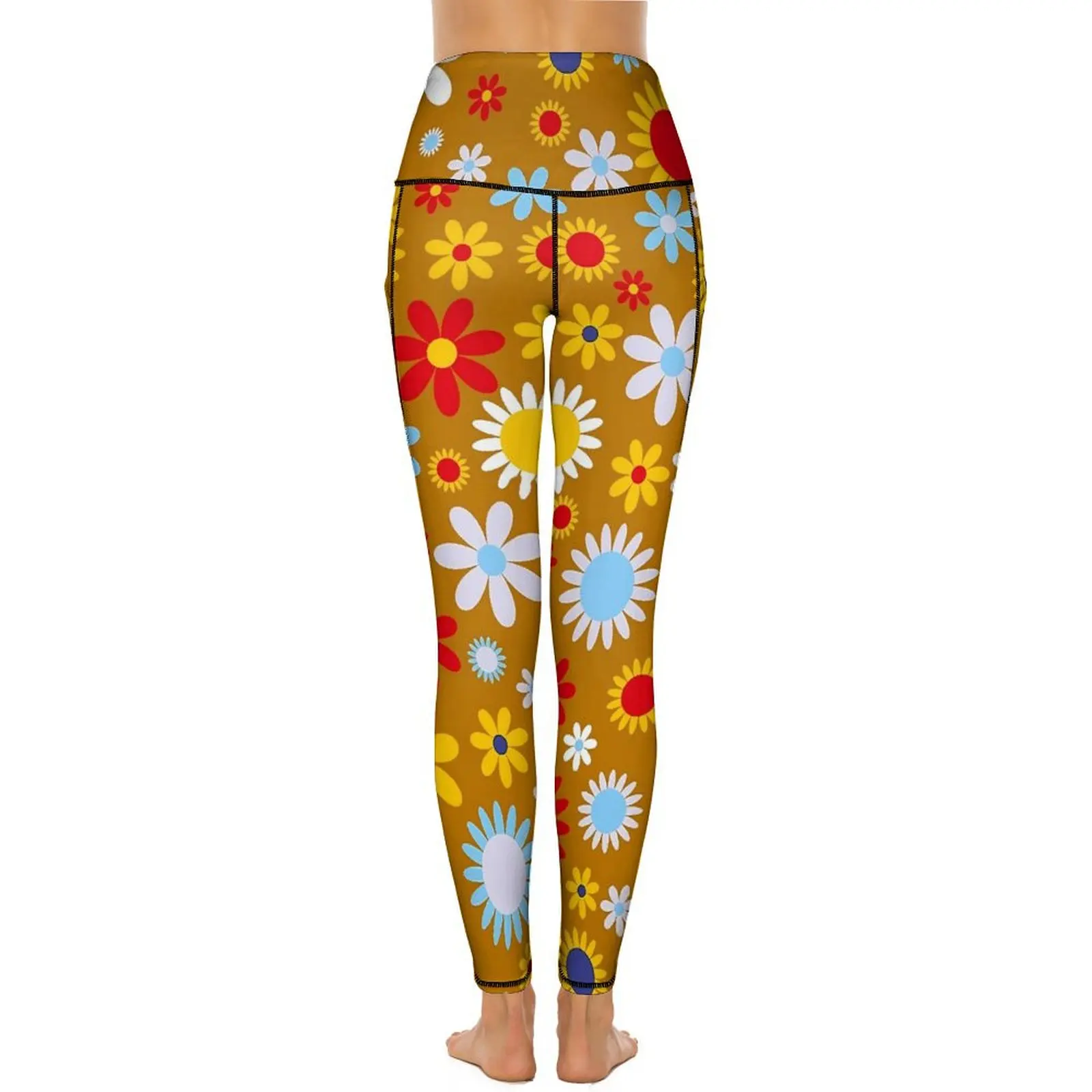 Retro Flower Design Yoga Pants Floral Power Leggings Sexy High Waist Vintage Yoga Sport Legging Design Fitness Gym Leggins