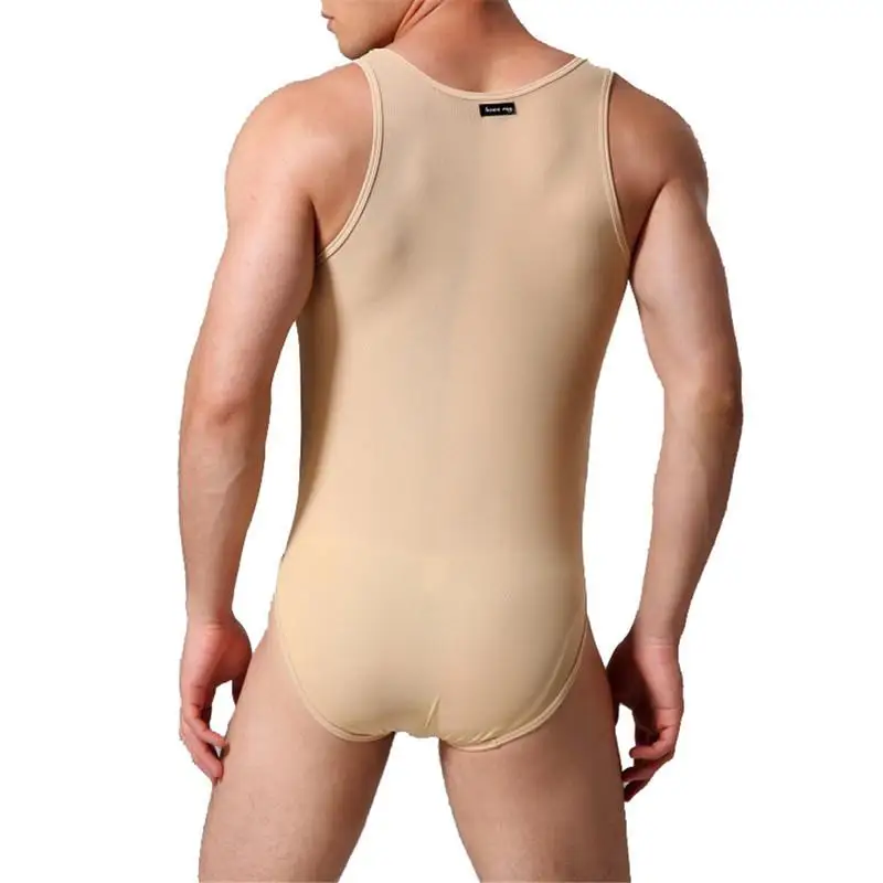 Onesies en maille transparente pour adultes, vêtements de nuit de salon pour hommes, barboteuses Sissy, combinaison pour hommes, pyjama une pièce en fibre sexy, sous-vêtements