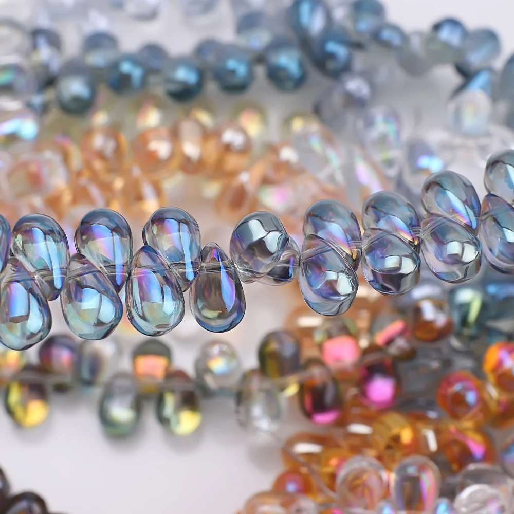 95Pcs/Lot 6x9mm Smooth Crystal Glass Teardrop Spacer Beads For Jewelry Making DIY Needlework Bracelet Earing Hairpin Accessories