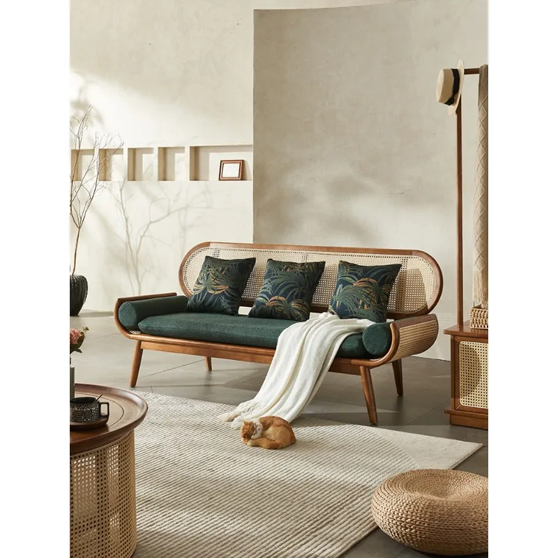 

Solid wood vine three-person sofa