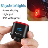 Bike Tail Light Smart Sensing Digital Power Display MTB Road Bike Rear Light IPX6 Waterproof Taillight Cycling Accessory