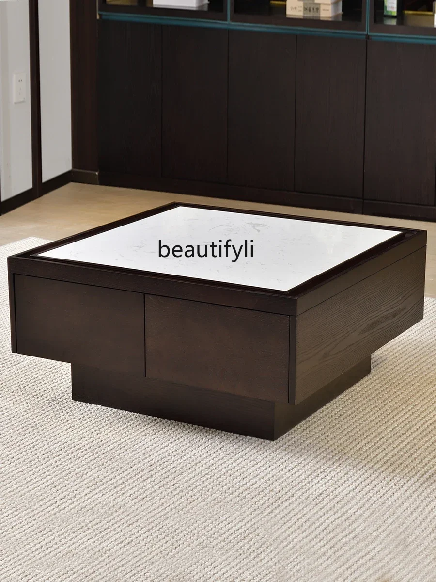 

55Marble Tea Table Living Room Home Square Large Size Elegant Wooden New Chinese Solid Wood