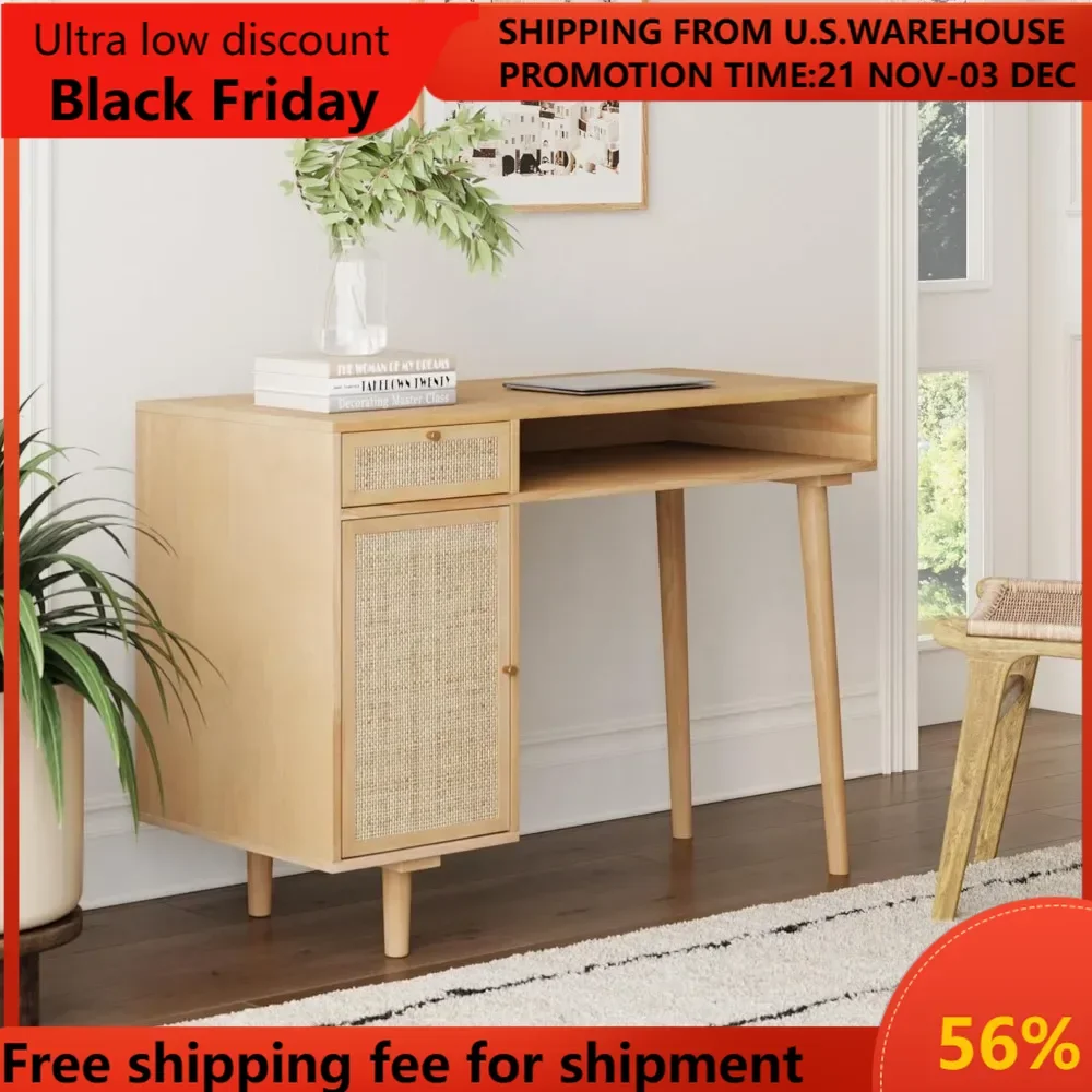 

Jacklyn Modern Home Office Writing Desk, OneSize, Natural Brown escritorios l shaped desks office desks