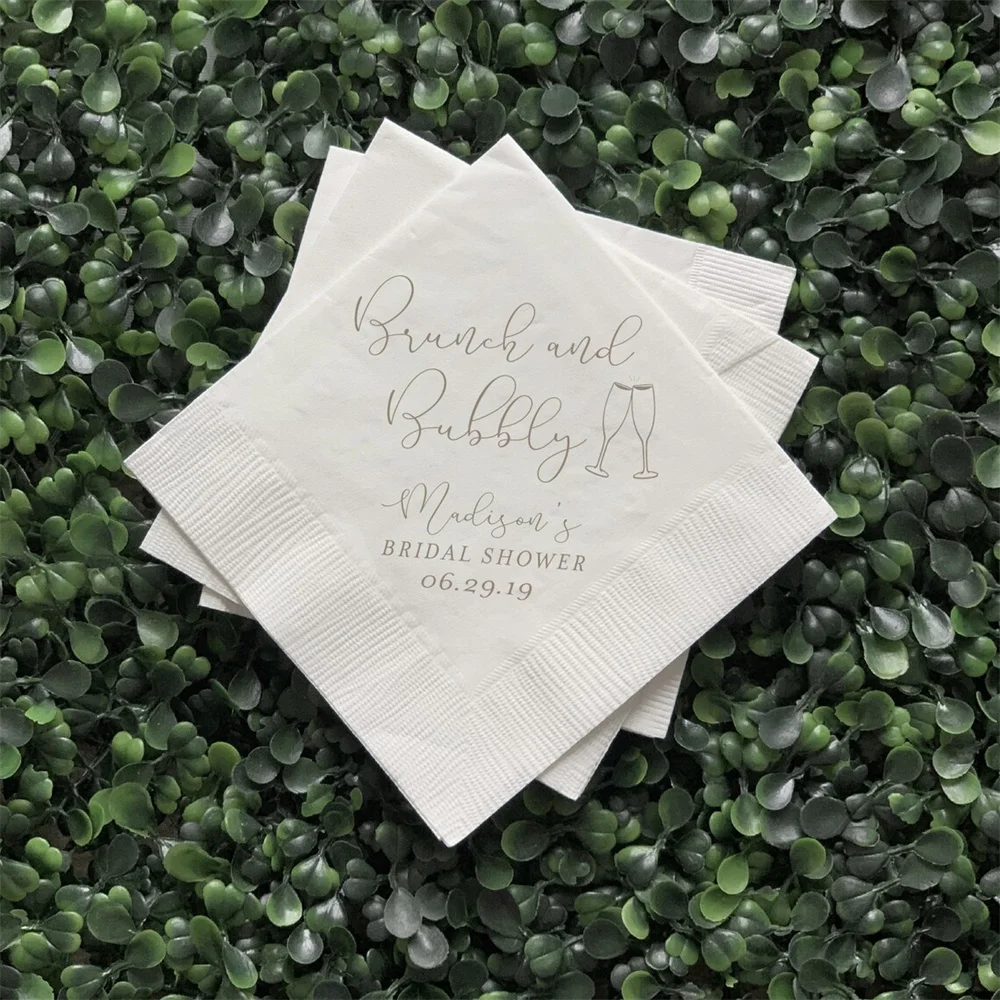 

50PCS Brunch and Bubbly Personalized Bridal Shower Napkins - Bridal Shower - Rehearsal Dinner - Engagement Party Napkins