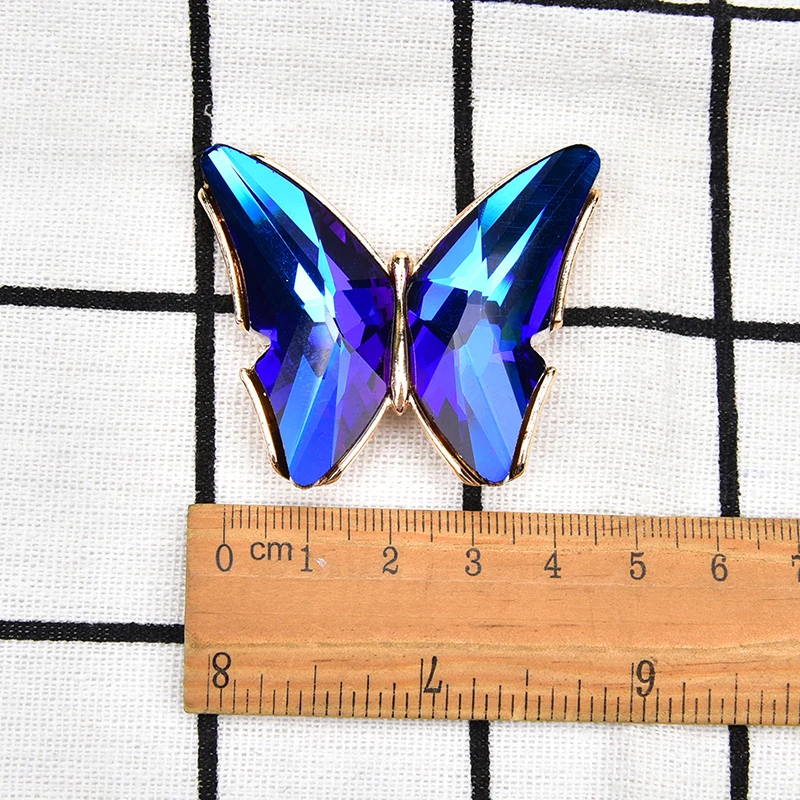 5Pcs Rhinestone Butterfly Crystal Buckle Big Shiny Strass for Flip Flops DIY Clothing Decoration Pronged Accessory