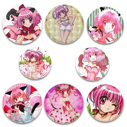 Anime Tokyo Mew Mew Button Pins  Momomiya Ichigo Aizawa Minto Cartoon Badge Round DIY Creative Brooches for Accessories Gifts