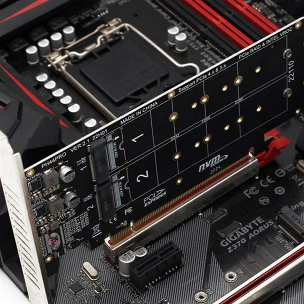 

A75T 3X Двусторонняя 4-дисковая карта RAID NVMe PCIeX16 для M.2 M-Key NVMe x4 SSD, адаптер расширения RAID-массива для серверов 2U, разделительная карта