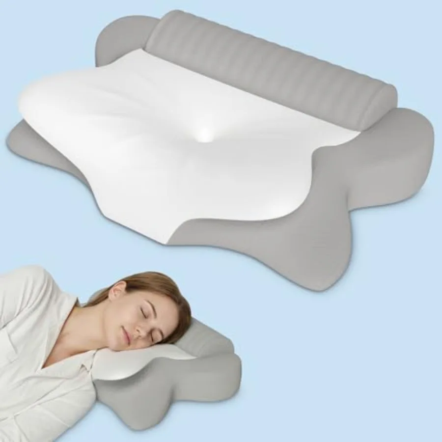 

Cervical Neck Pillow for Pain Relief Sleeping Ergonomic Neck Support Pillows Cooling Memory Foam Pillow with Roll Pillow Orthop