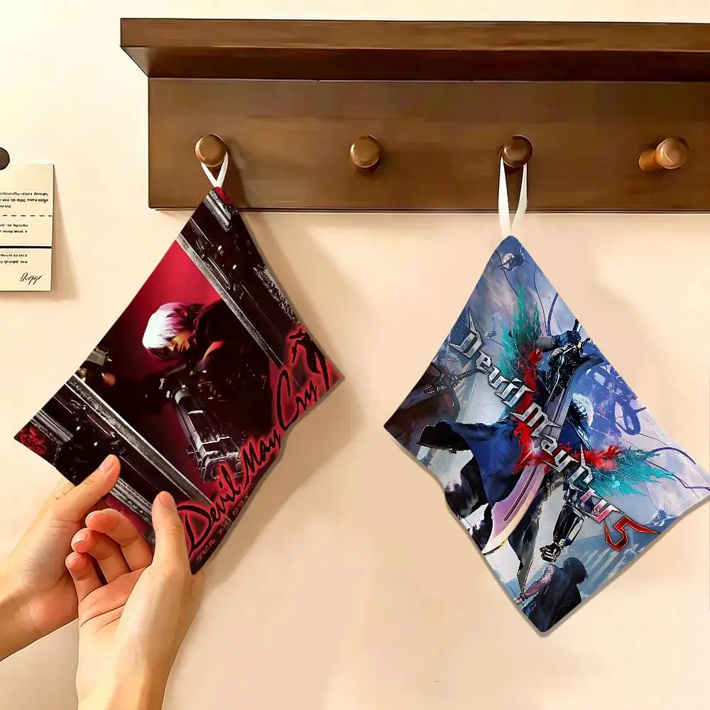 Action Game Devil May Cry Polyester Cotton Hand Wiping Towel, Hanging Design, Durable for Household Restaurant Toilet Use