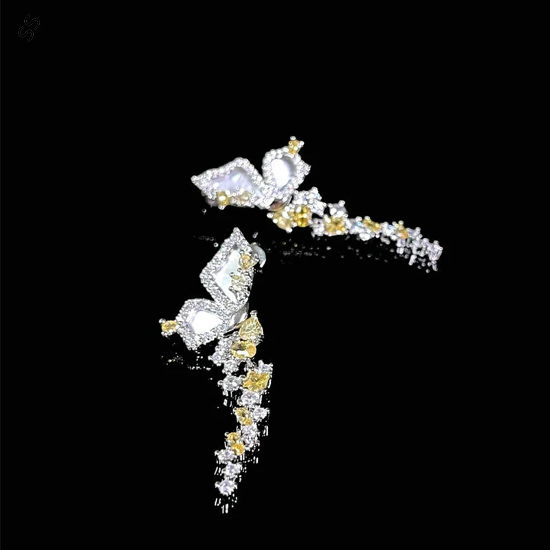 Free Collocation Butterfly Series Jewelry Sets 18K Plated Copper Inlaid Gemstone Necklace Earring Studs Open Ring Accessories