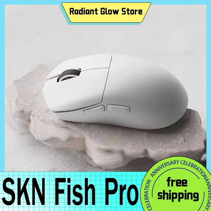 

SKN Fish Pro Mouse 2.4g Wireless/Bluetooth 8k Paw3950 Three Mode Lightweight 30000DPI Customized Office Gamer Accessories