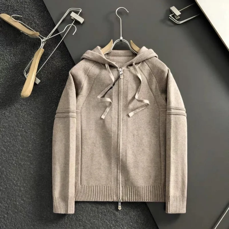 Vêtements pour hommes décontractés classiques italiens-manteau à capuche tricoté en laine et ensemble pantalon décontracté pour l'automne et l'hiver