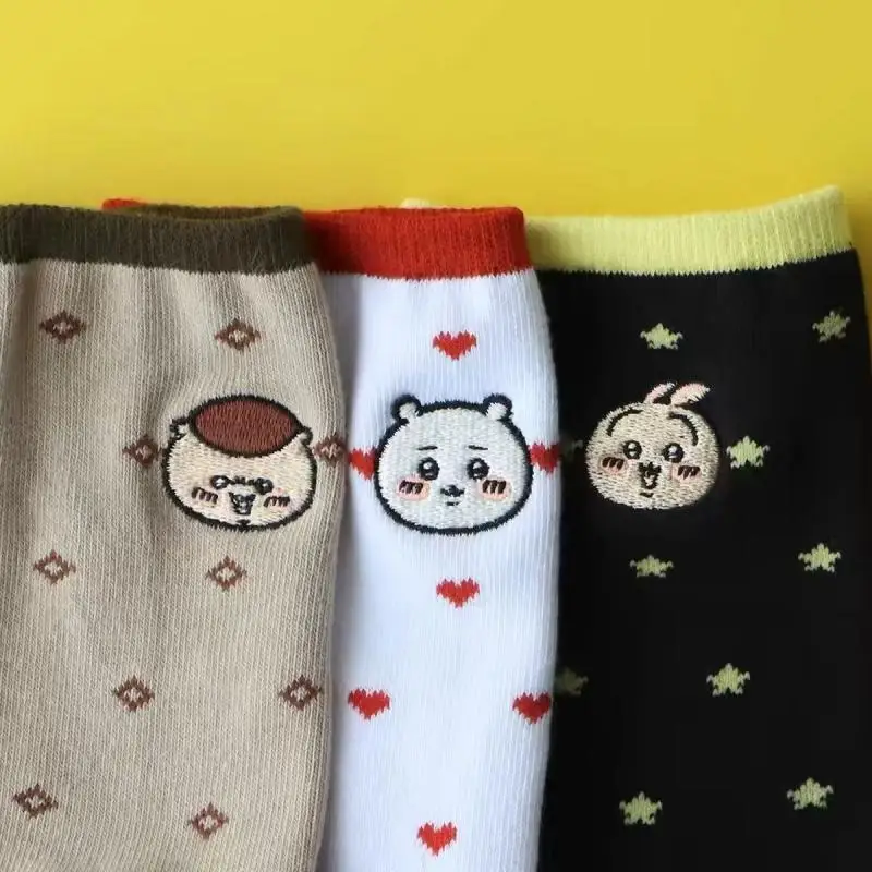 3Pairs Kawaii Cute Chiikawas Socks Autumn Winter Student Warm Stockings Ins Versatile Cartoon Anime Knitted Socks Gift for Girls