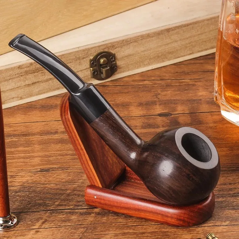 Handmade Ebony Tobacco Pipe, Solid Wood Apple Pipe, Food Grade Rubber Bite Free Disassembly, Easy To Clean Dry Tobacco Pipe