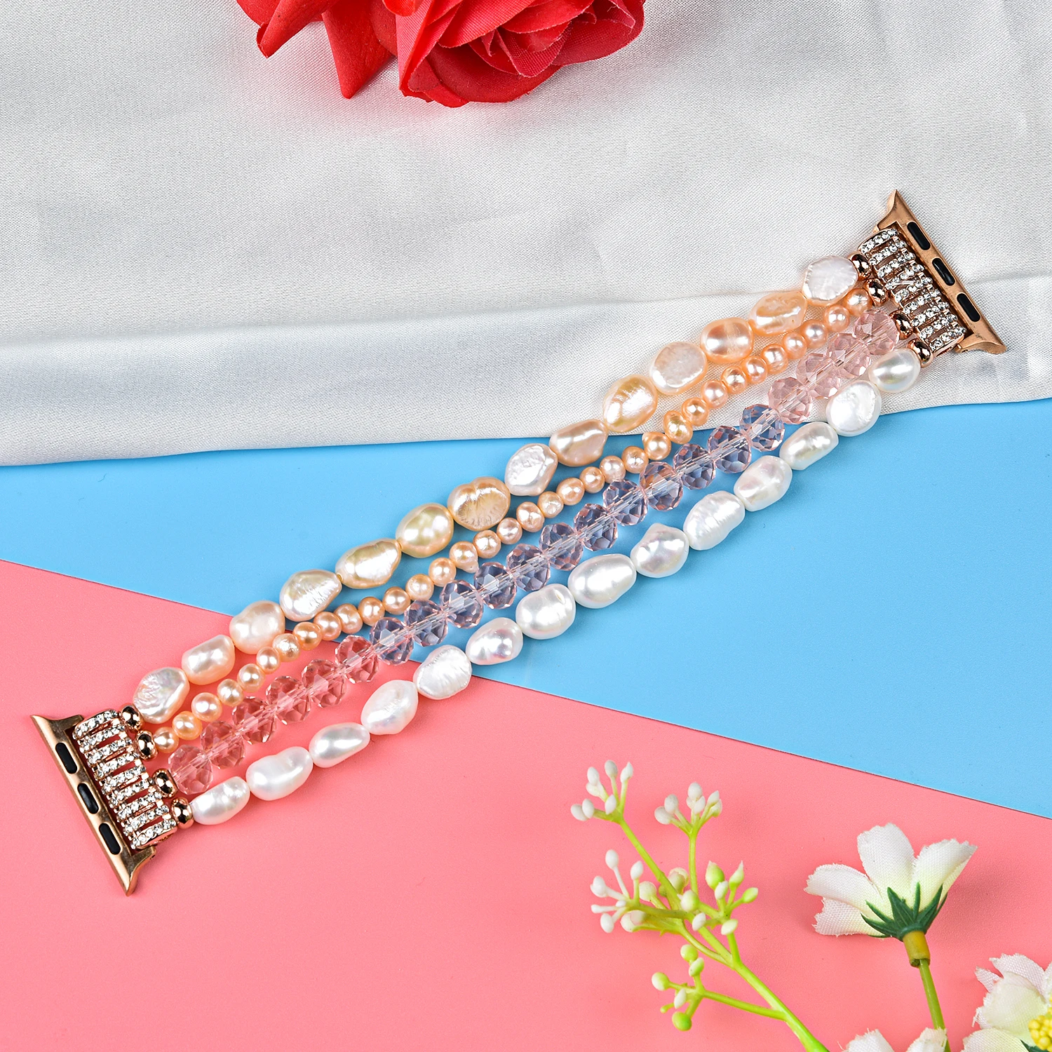 Jewelry Beaded Strap for Apple Watch Ultra/2 49mm 10 9 8 7 46mm 45mm 41mm Elastic Bracelet Band iWatch 6 5 4 3 SE 44mm 42mm 40mm
