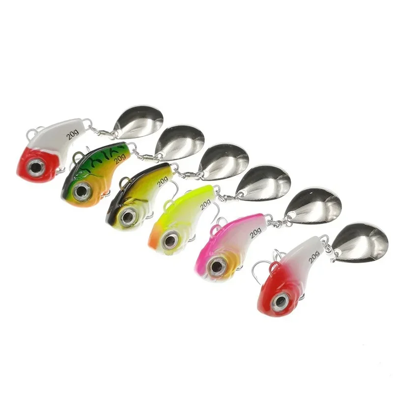 FLYSAND Mini Metal VIB Spoon 20G Fishing Lure with Hooks Tackle Crankbait Vibration Spinner Sinking Bait for Fishing