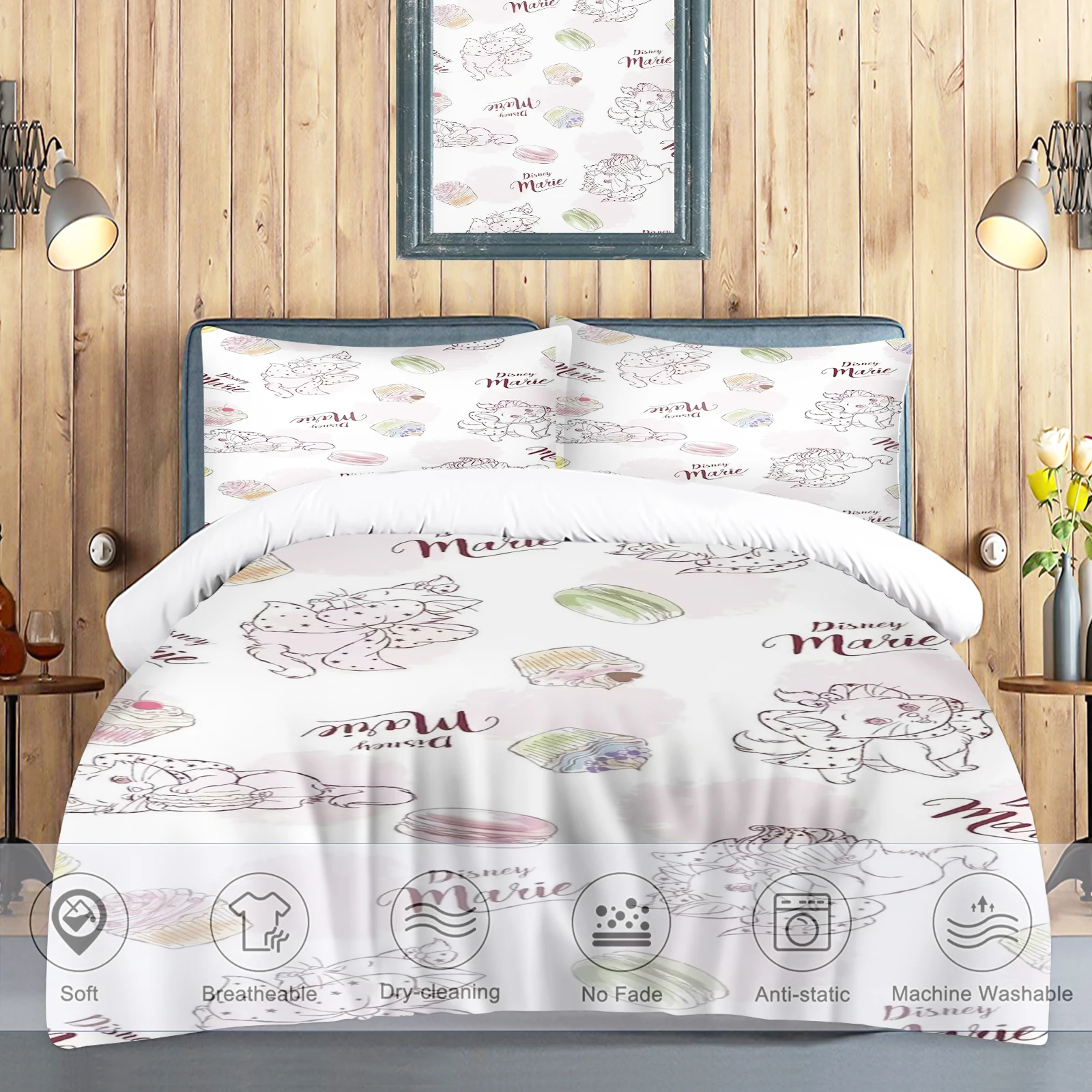 

Aristocats Quilt Cover with Cartoon, Quilt Cover, Skin-Friendly, Breathable, 3D Printed Comforter, Warmth Bedding, New Design