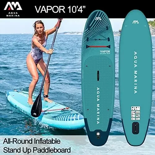 Aqua SUP Iatable Stand Up Paddle Board with Paddle, Leash, Magic Back Pack and Double Action Pump