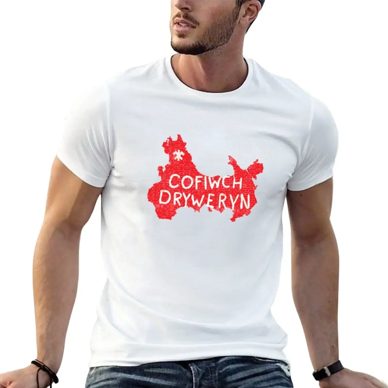 New Cofiwch Dryweryn with map T-Shirt black t shirt graphics t shirt mens workout shirts