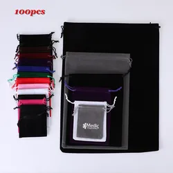 100pcs/Lot Drawstring Velvet Bags Jewellery Pouches 5x7 7x9 8x10 10x12cm Wedding Party Gift Packaging Bag Custom Logo Print