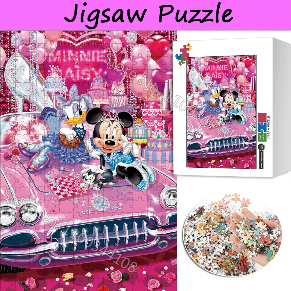 Disney Minnie and Daisy Jigsaw Puzzle 300/500/1000 Pieces Paper Wooden Puzzles Hobbies Collection Children Adults Birthday Gift