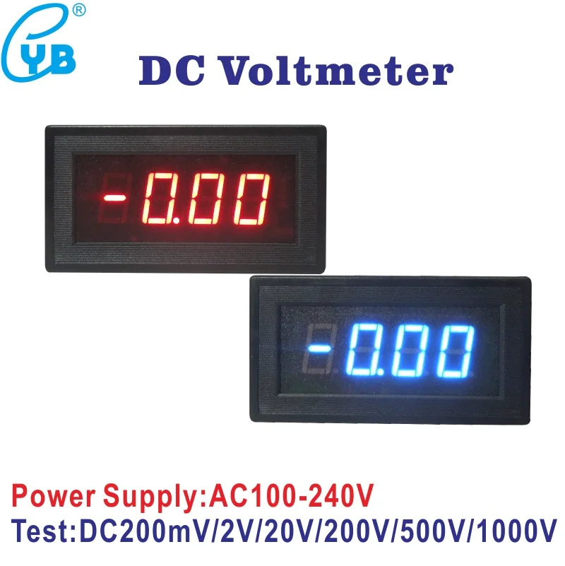 YB5135B LED Digital Voltage Meter millivoltmeter DC 0-20mV 200mV 2V Voltmeter Tester 20V 200V 500V 1000V AC100-240V Power Supply