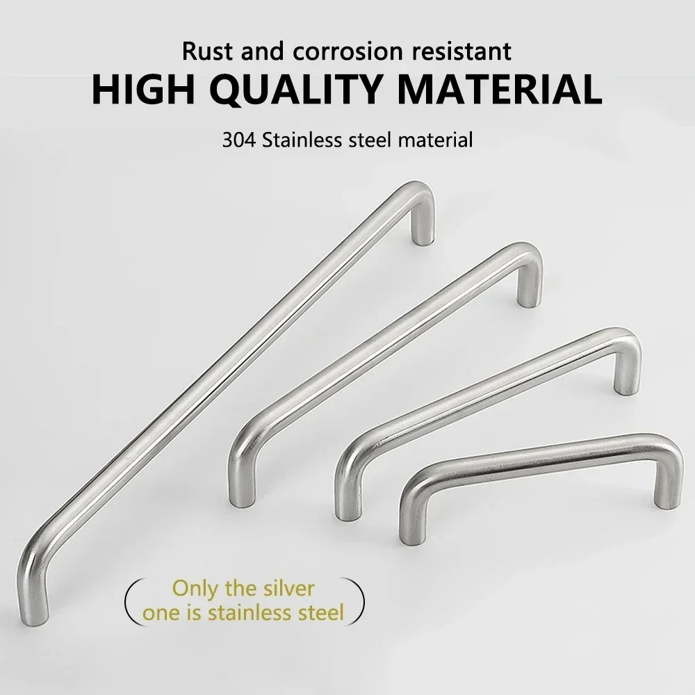304 Stainless Stee Modern Simple Cabinet Drawer Pulls Hardware Knobs Home Decoration Hardware Fittings Drawer Furniture Handles