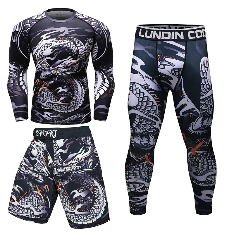 Mma Rash Guard abbigliamento Kimono Jiu jitsu t-shirt + pantaloni Set Mma Rashguard Men GI Kickboxing Muay Thai Shorts Bjj boxe maglie