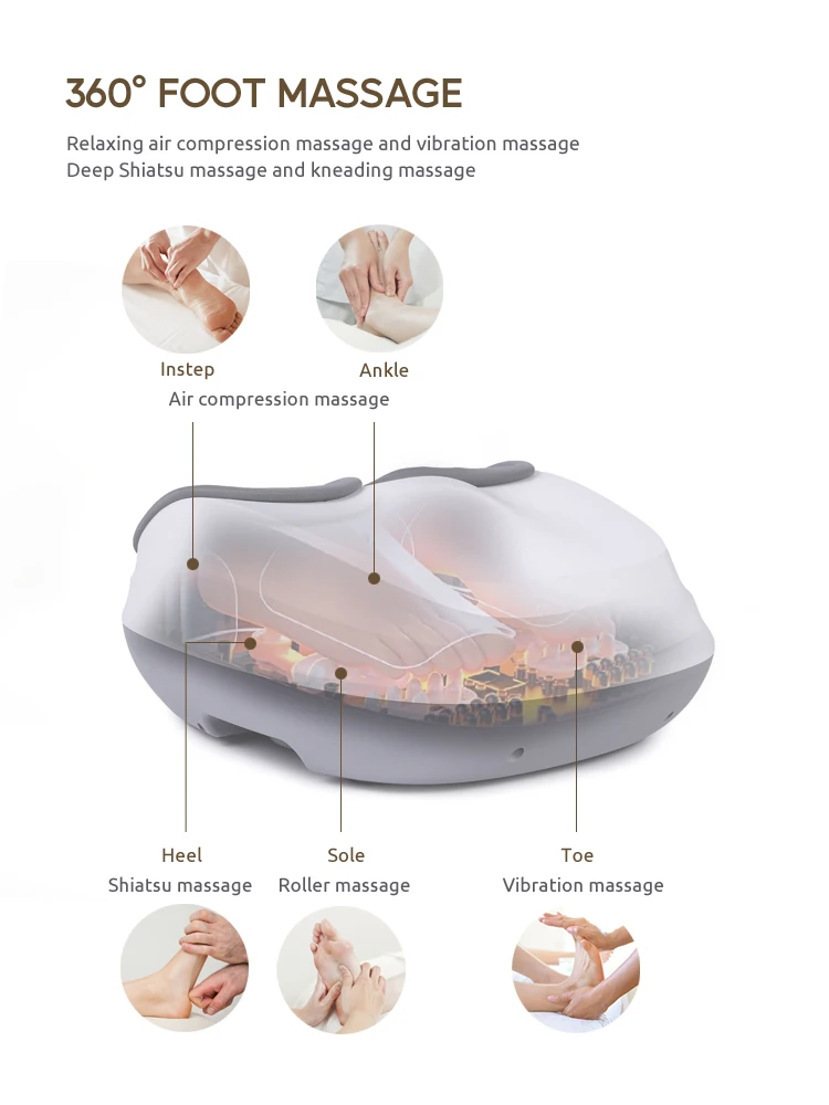 MARESE Electric Foot Massager Machine Kneading Shiatsu Air Pressure Vibration Massage With Heating Therapy Pain Relief K827