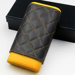 Leather Cigar Case 3 Fingers Cigar Holder Travel Cigar Humidor Cedar Wood Linned Mini Cigar Box Best Smoking Accessory for Tool