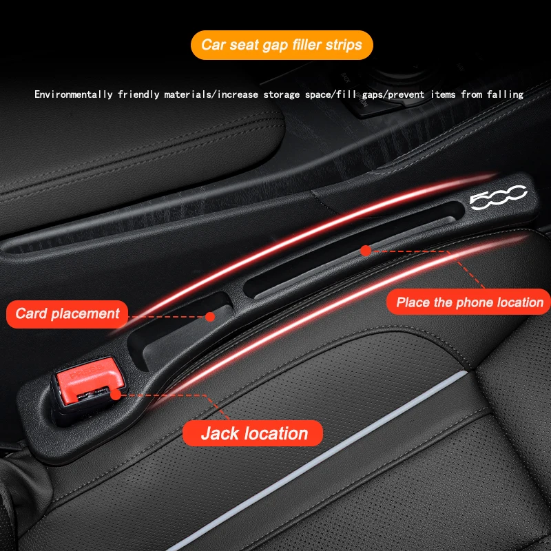 Car Seat Gap Filler Side Seam Plug Strip Leak-proof Filling Strip For Fiat 500 500X 500L Wallet Phone Holder Car Accessories
