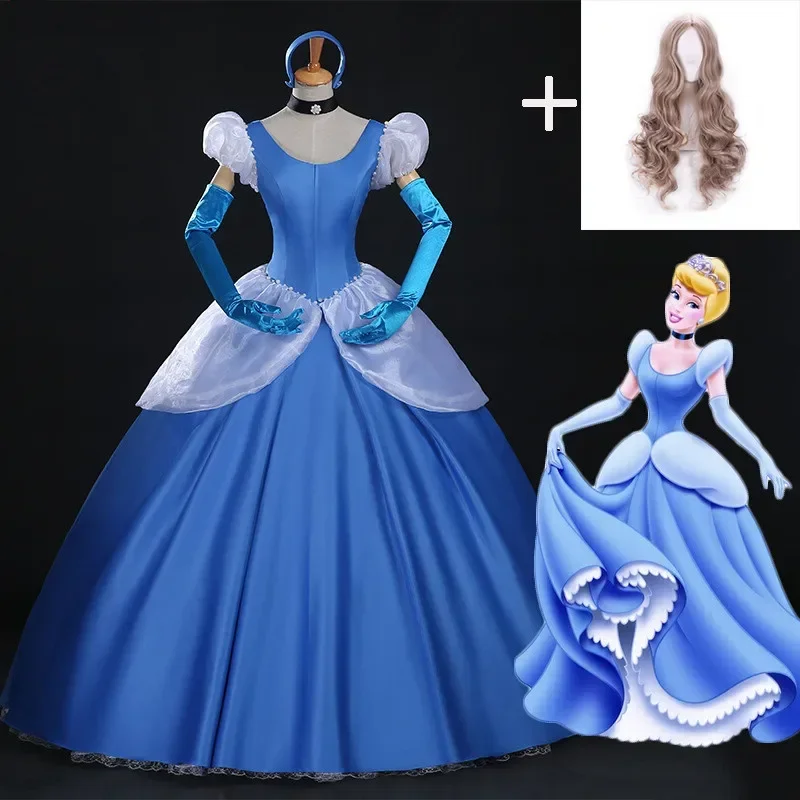 2020 Cinderella cosplay adult Blue Cinderella Girl Wedding Adult Custom Party Halloween Cosplay Carnival Cosplay Costume