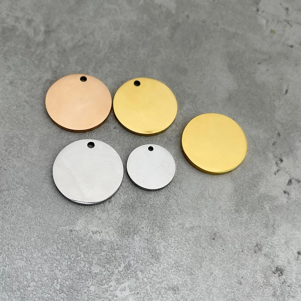 50pcs 18mm 25mm Blank Charm 2mm thickness Mirror Polished Stainless Steel Tag  Engravable Round Charms