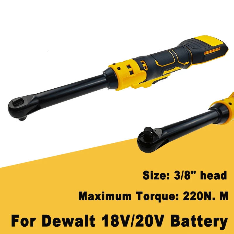 

For DeWalt 18V/20V Battery Cordless Ratchet Wrench Upgraded Extended Sealed Head Ratchet 220N.m 3/8" Electric Driver