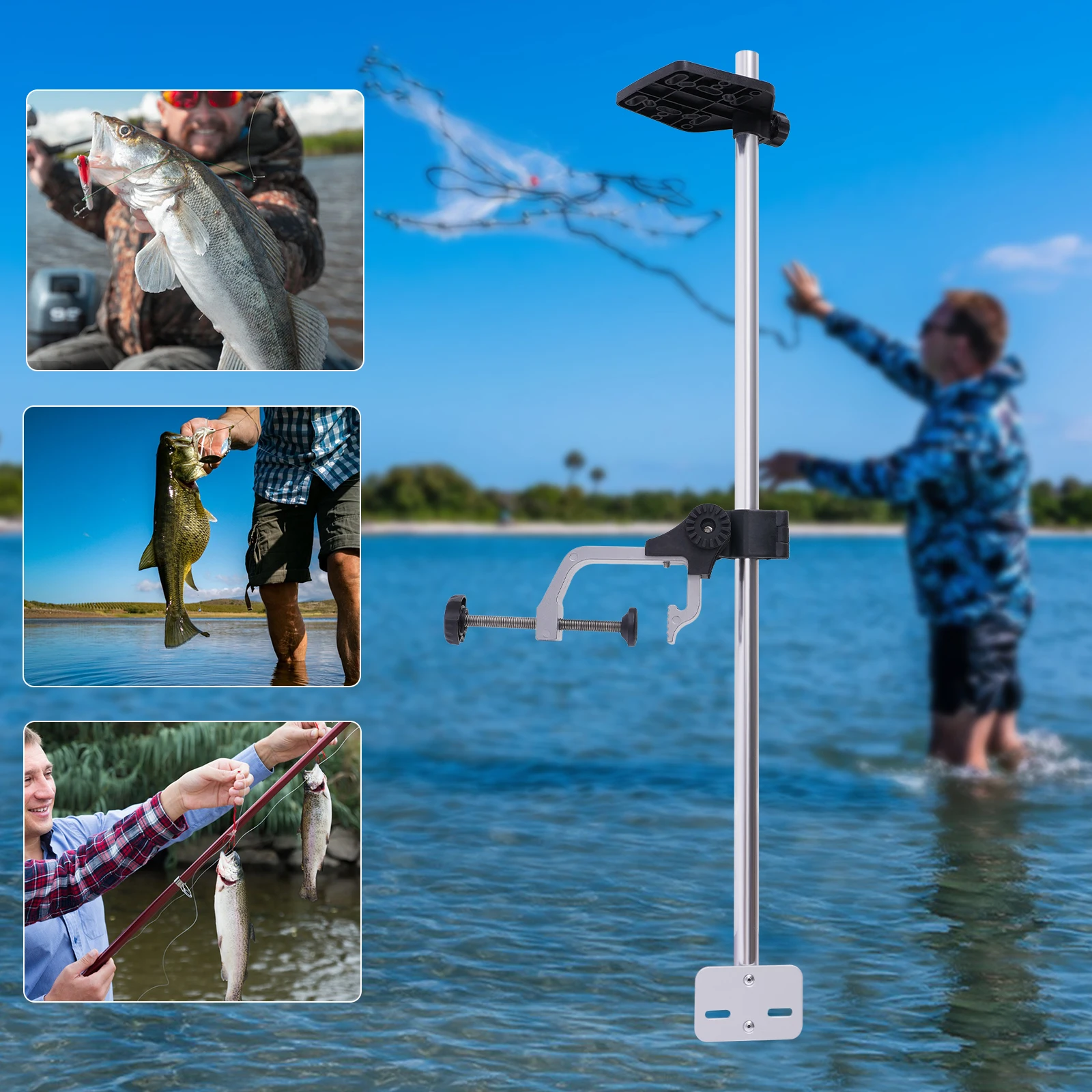 

Portable Fish Finder Mount Universal Bracket w/360° Adjustable Rotatable Transducer Pole Mount for Boat Canoes, Kayaks Fishing