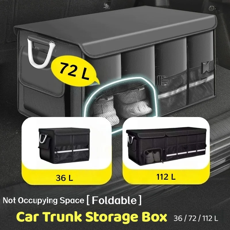 

Foldable Trunk Storage Box Waterproof Oxford Cloth 36/72/112L Large-Capacity Car Organizer Storage Tool Auto Trucks Trunk Box