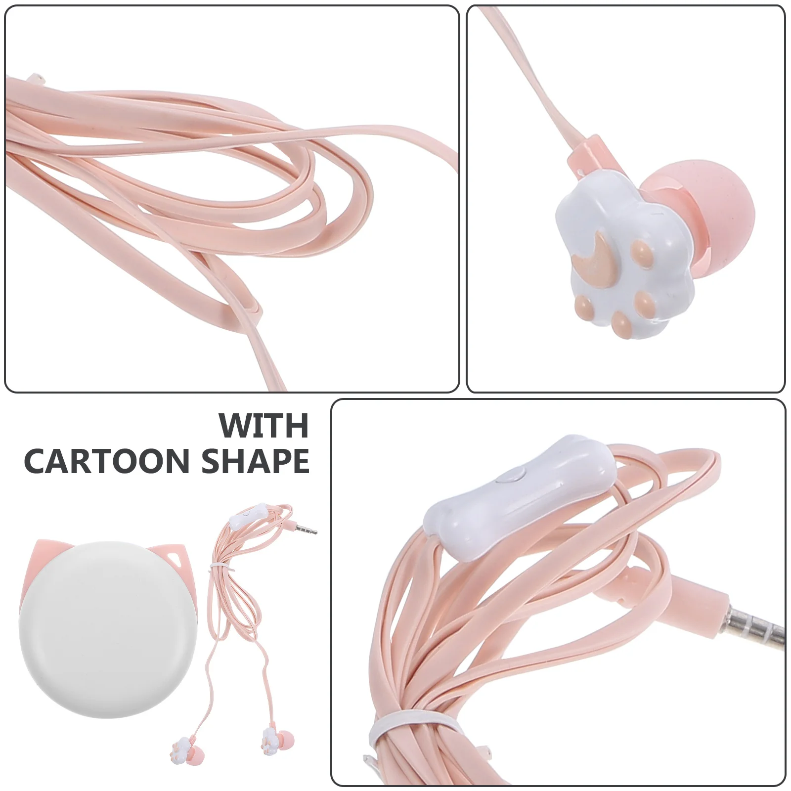 

1pc Cat Paw Earphones Cute Cartoon Design For Pink Storage Box Included Birthday Christmas Gift 3.5Mm Jack Compatible