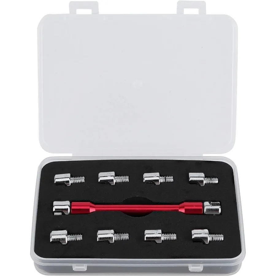 

Red CNC Motorcycle Spoke Wrench Set with Protective Box for Precise Wheel Alignment and Maintenance 93 mm 3.7 Inches Long Suita