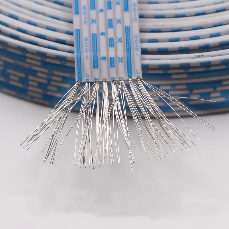 2Meters UL2468 24AWG Electron Wiring 6/7/8/9/10/12Pins Extended Power Connect Cable PVC Insulated Line Blue White Multiple Cores