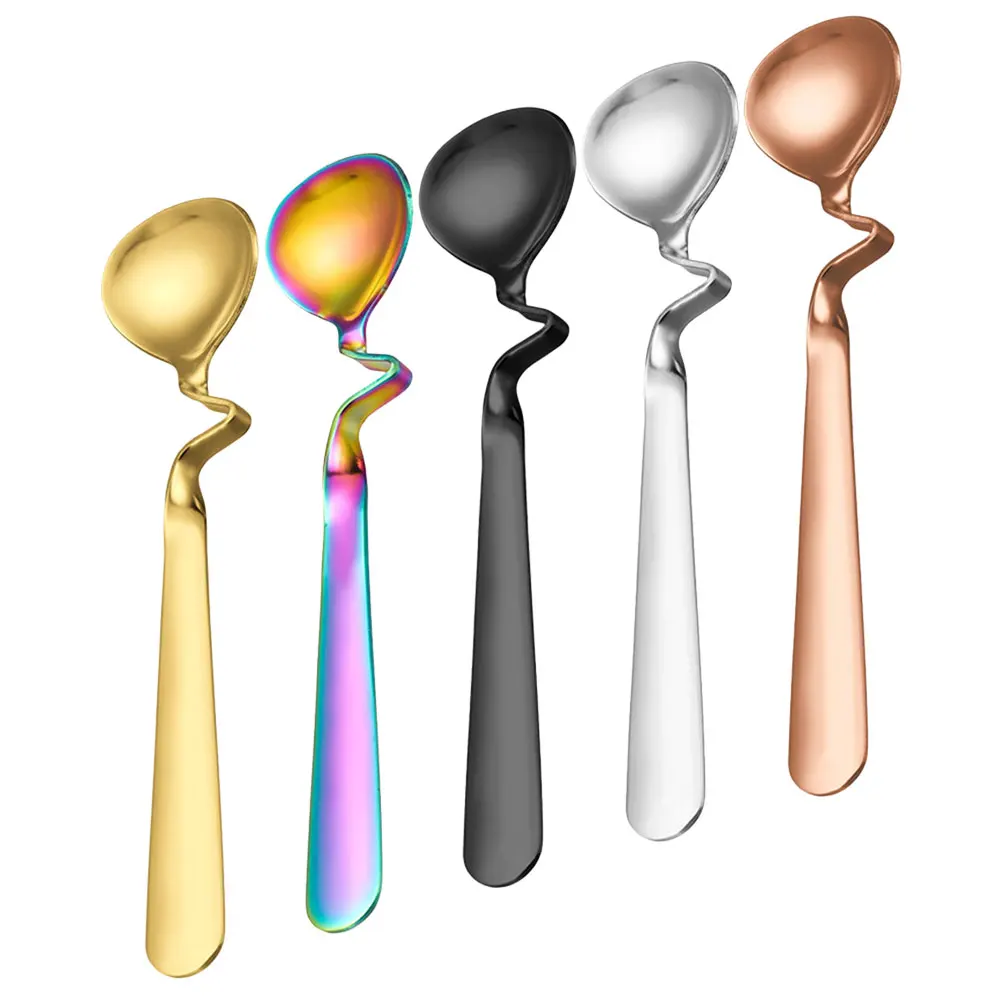 Cuillères en acier inoxydable, 5 pièces, Surface lisse, café, thé, confiture, miel, cuillère à mélanger pour maison, café, hôtel, cuillères en acier inoxydable