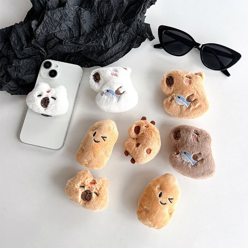 3D Cartoon Warm Plush Potato Fold Finger Grip Ring Mobile Phone Stand Holder For Iphone 14 Samsung Xiaomi Holder Stand Bracket