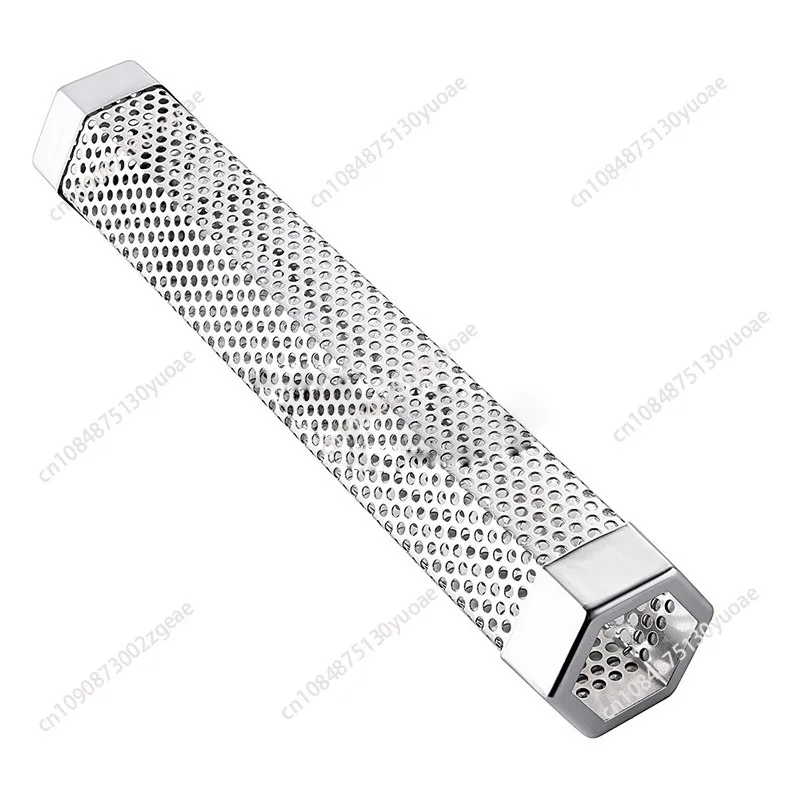 6/12 inch BBQ Stainless Steel Smoker Grill Tube Perforated Mesh Filter Gadget Pellet Smoking Generator Hexagon Spice Smoked Box