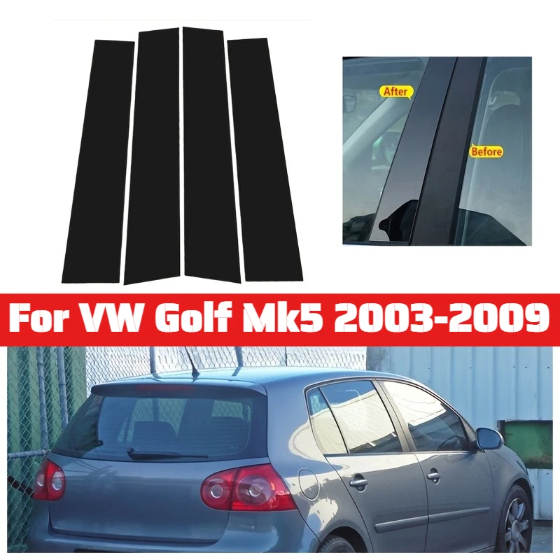 

For VW Golf Mk5 2003-2009，Car Window Pillar Trim，，Easy Peel & Stick Adhesive, Scratch-Resistant, Weatherproof, Car Window