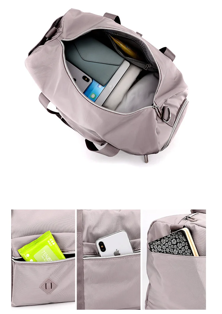 Bolsa de viaje de gran capacidad para mujer, almacenamiento de nailon para ocio y Fitness al aire libre, impermeable con compartimento para zapatos independiente